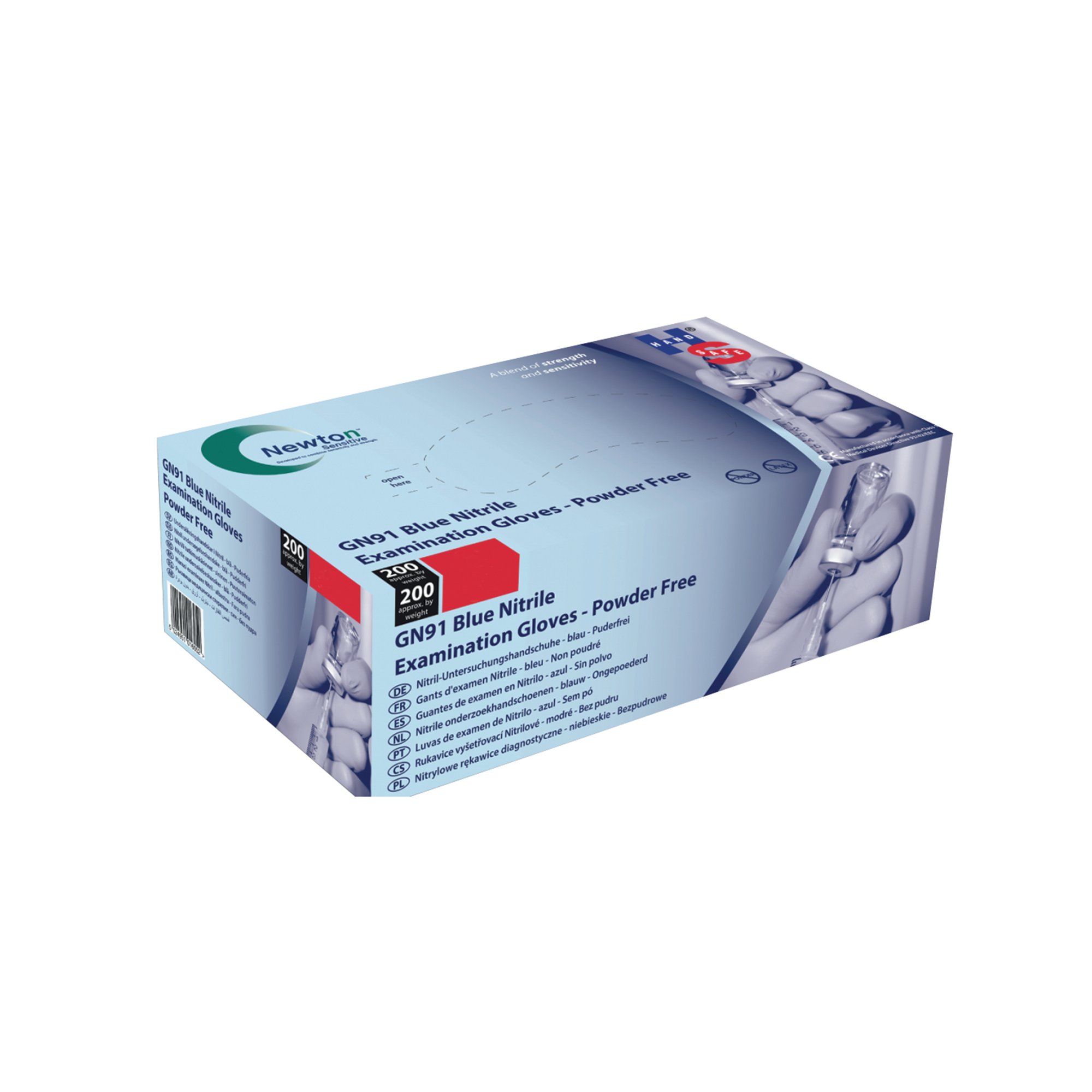 Handsafe Nitrile Gloves Powder-Free Medium Blue (Pack of 200) GGN91 - M