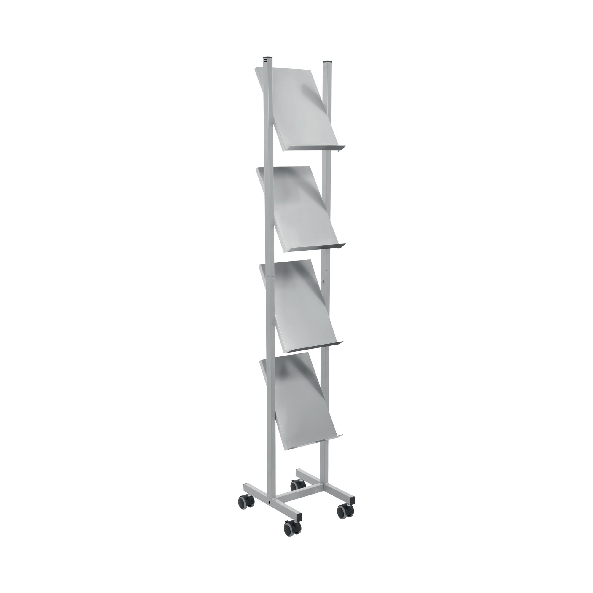 Helit Mobile A4 4 Tier Literature Display Stand Steel Silver H6813399