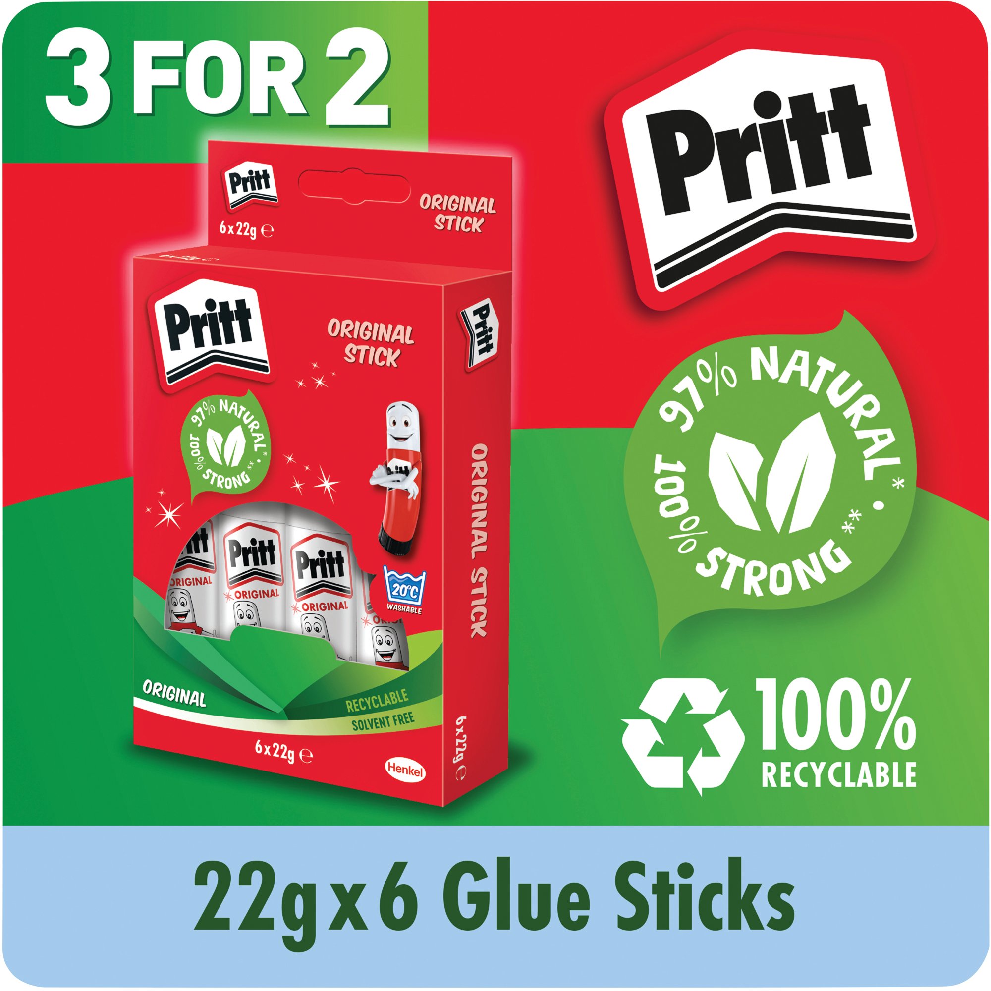 Pritt Stick Glue Stick 22g (Pack of 6) 3 For 2