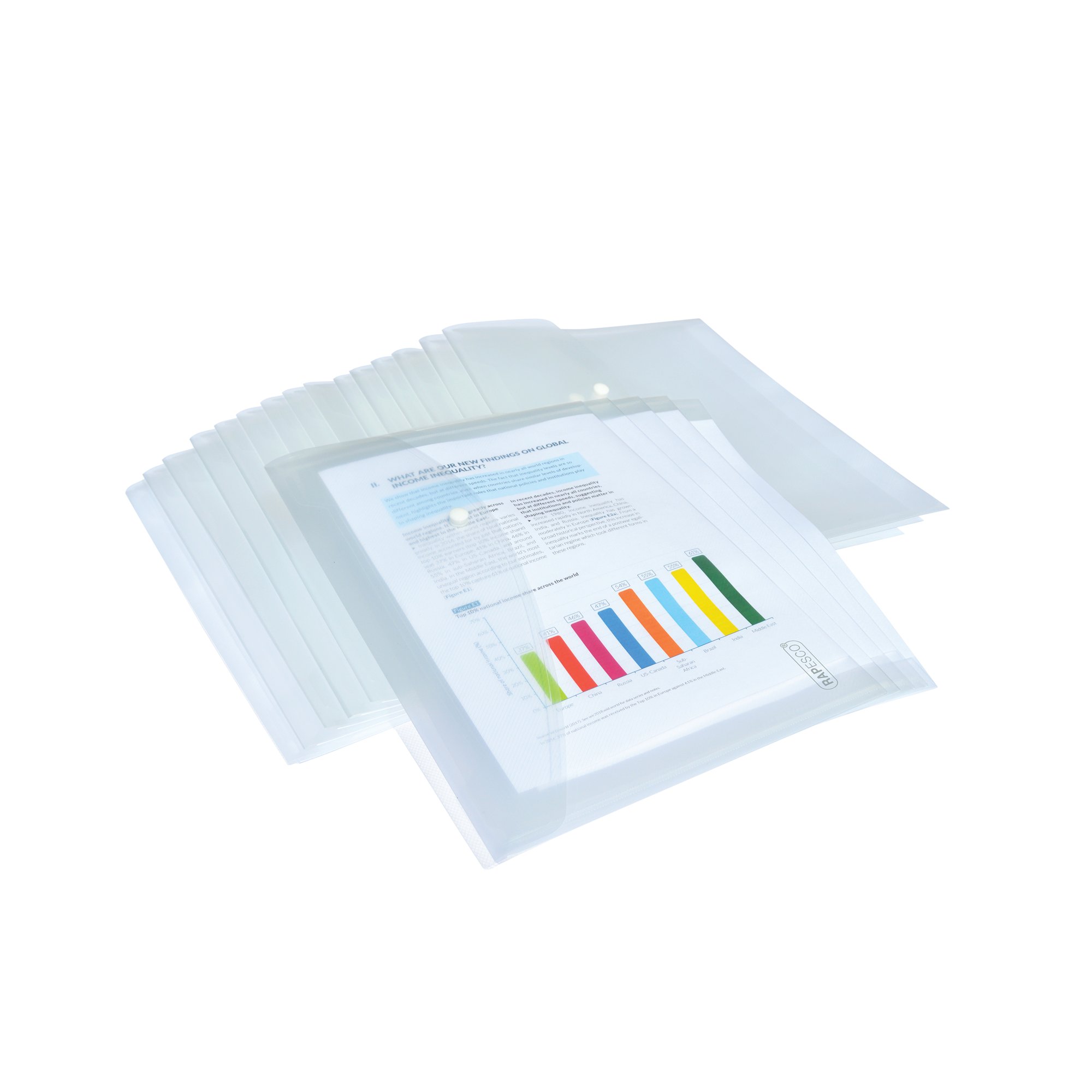 Rapesco Eco Recycled Popper Wallet A4+ Clear (Pack of 20) 1496