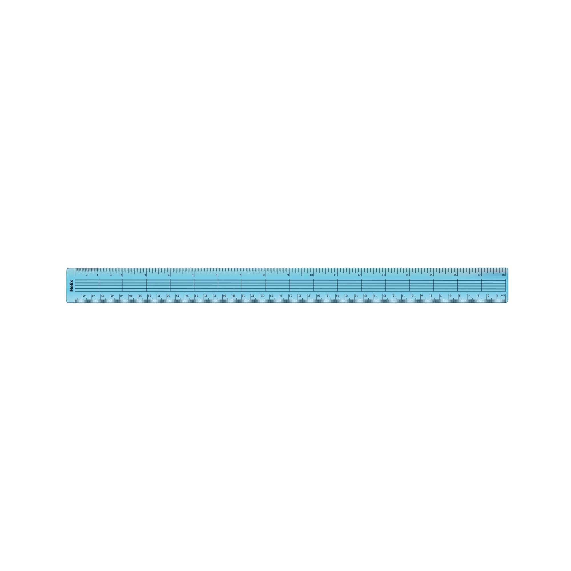 Helix Shatterproof Ruler Gridded 45cm/18inch Blue Pack of 10