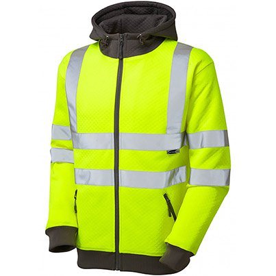 Leo EcoViz Saunton Men's Yellow Hi-Vis Zip-Up Hoodie S