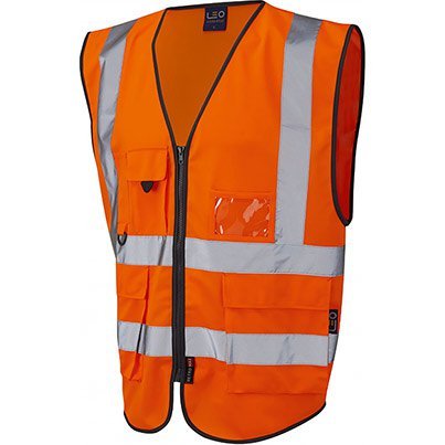 Leo Lynton Orange Zip-Up Hi-Vis Vest S