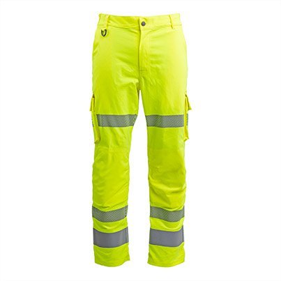 Arco Responsible Yellow Hi-Vis Cargo Trousers with Kneepad Pockets 42T