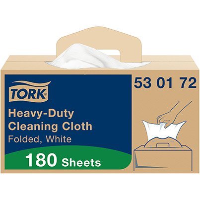 Tork W7 White Folded Heavy Duty Cleaning Cloths Roll in Handy-Box 64m