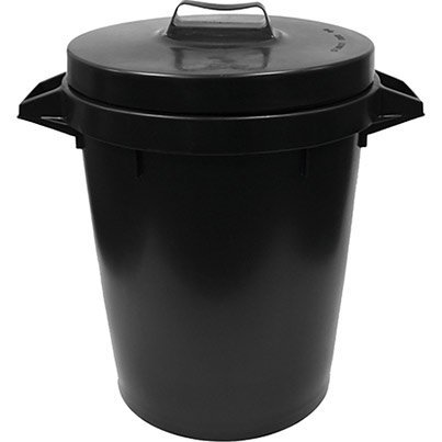 Black 90L Plastic Dustbin with Lid