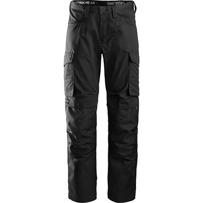 Snickers Workwear Service 6801 Men's Black Trousers with Kneepad Pocket 31R 046