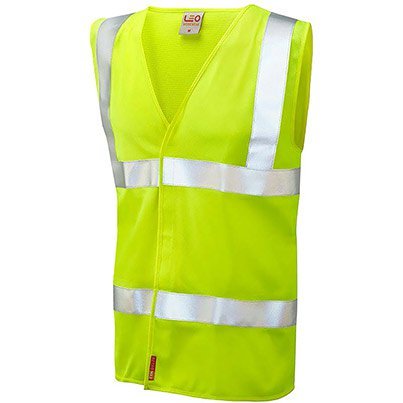 Leo Milford Yellow Flame-Retardant Hi-Vis Vest M