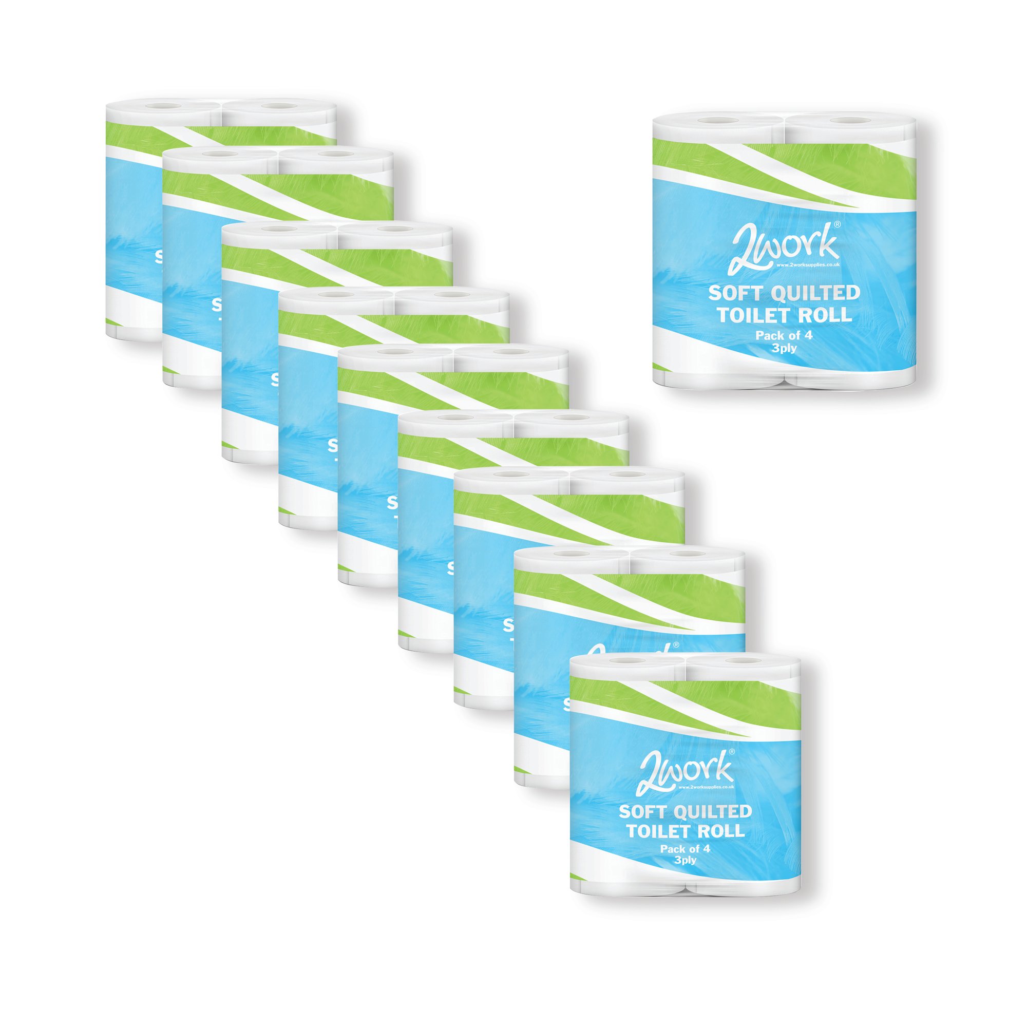 2Work Luxury Quilted Toilet Roll 3-Ply 170 Sheets (Pack of 40) JAN03091
