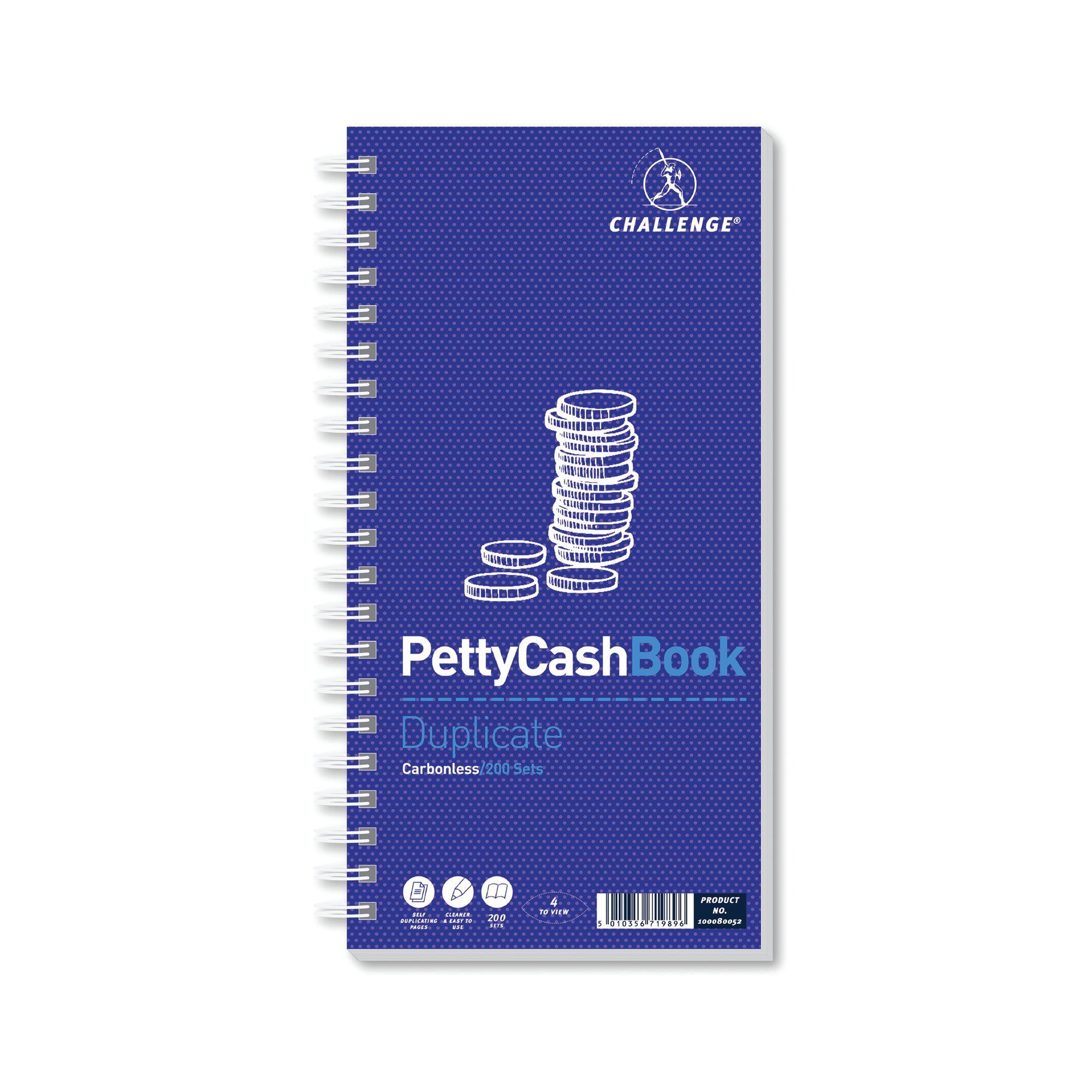 Challenge Petty Cash Book 200 Duplicate Slips 280x141mm 100080052