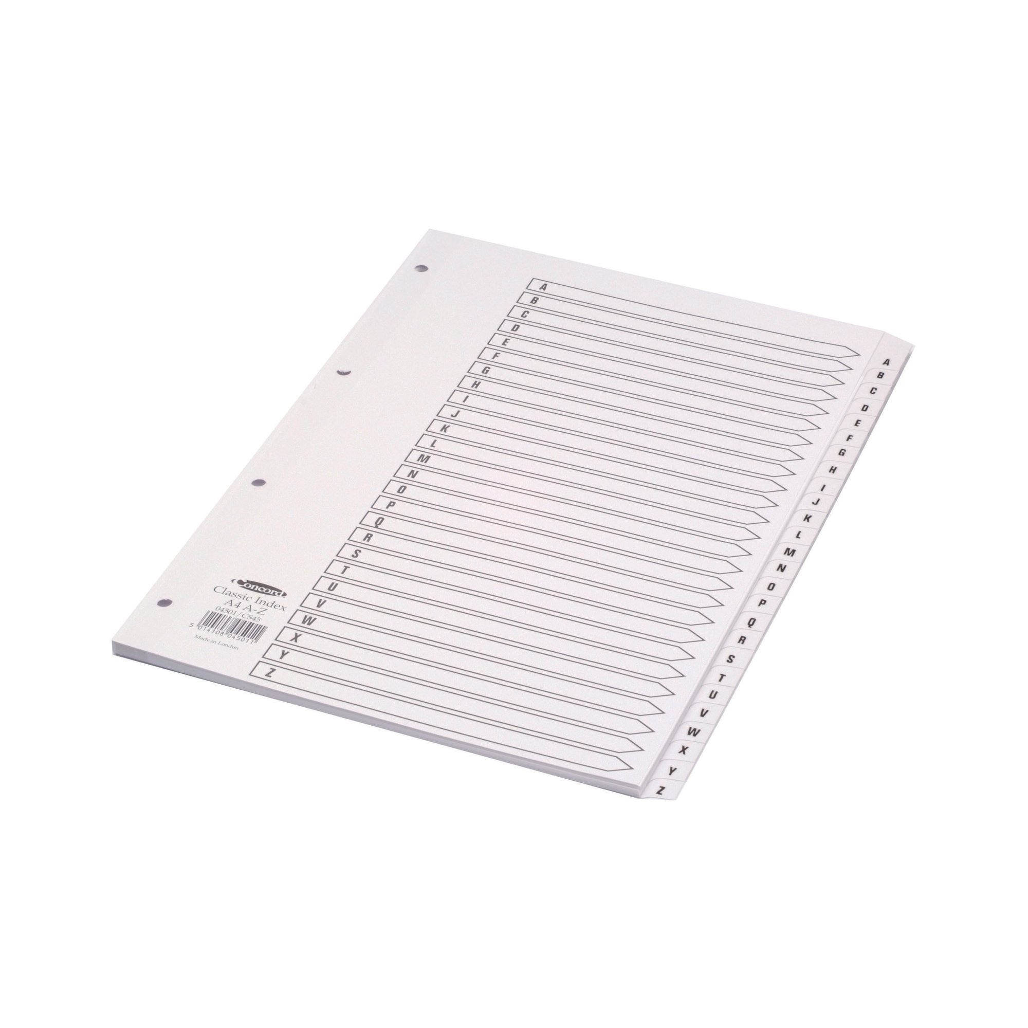 Concord Classic Index A-Z 26-Part A4 White Board Mylar Tabs 04501/CS45