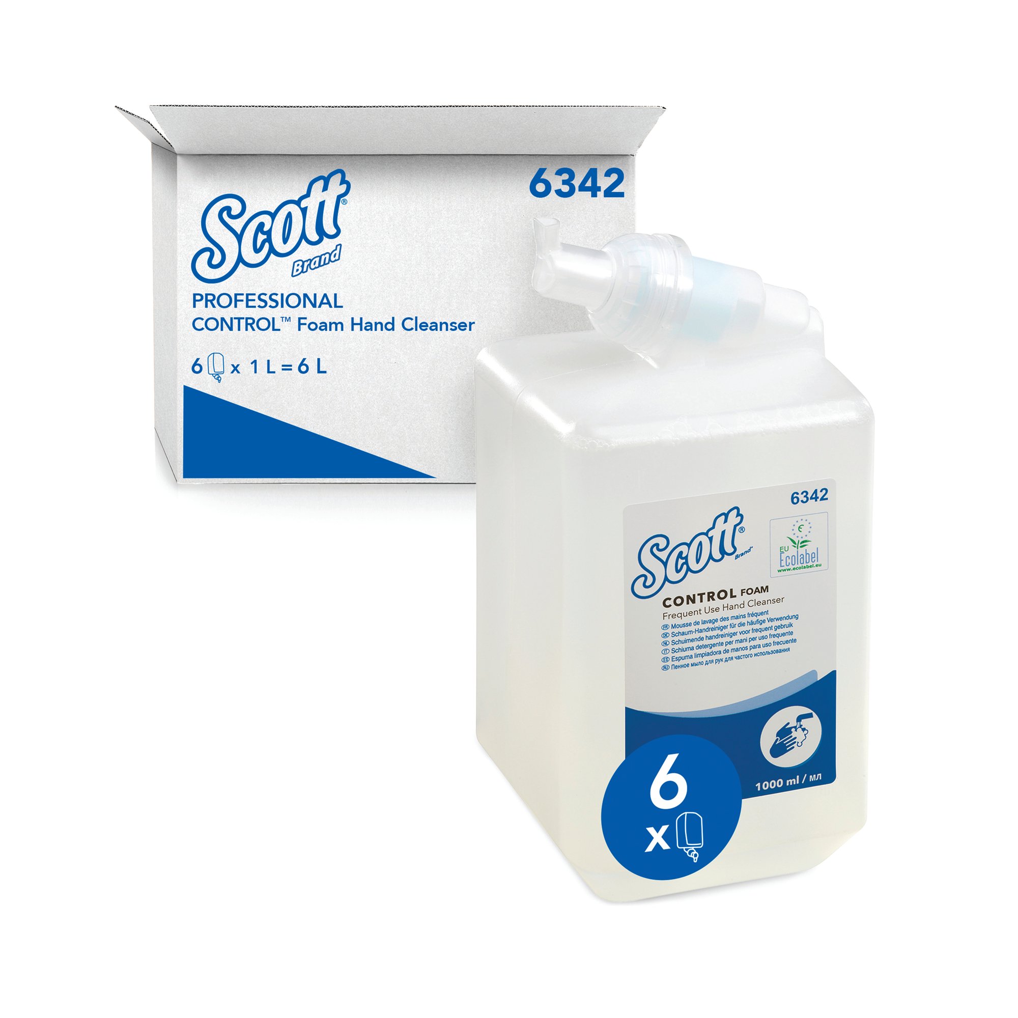 Scott Foam Hand Cleanser Unscented 1L Refills Clear Pack of 6 6342