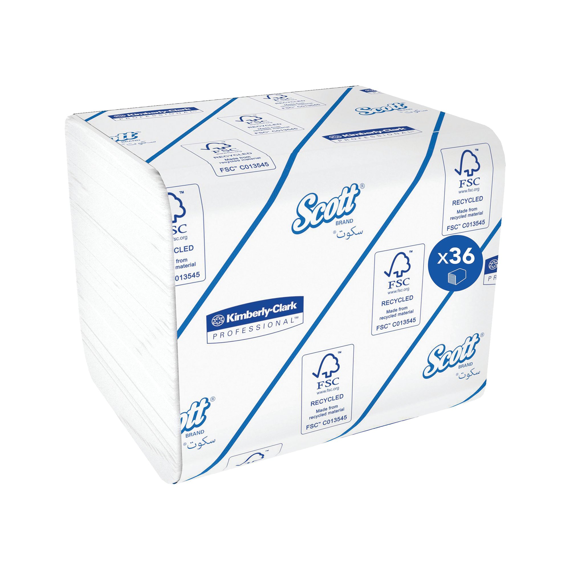 Scott Control Folded Toilet Tissue Paper 2-Ply x250 Sh Pack of 36 8042