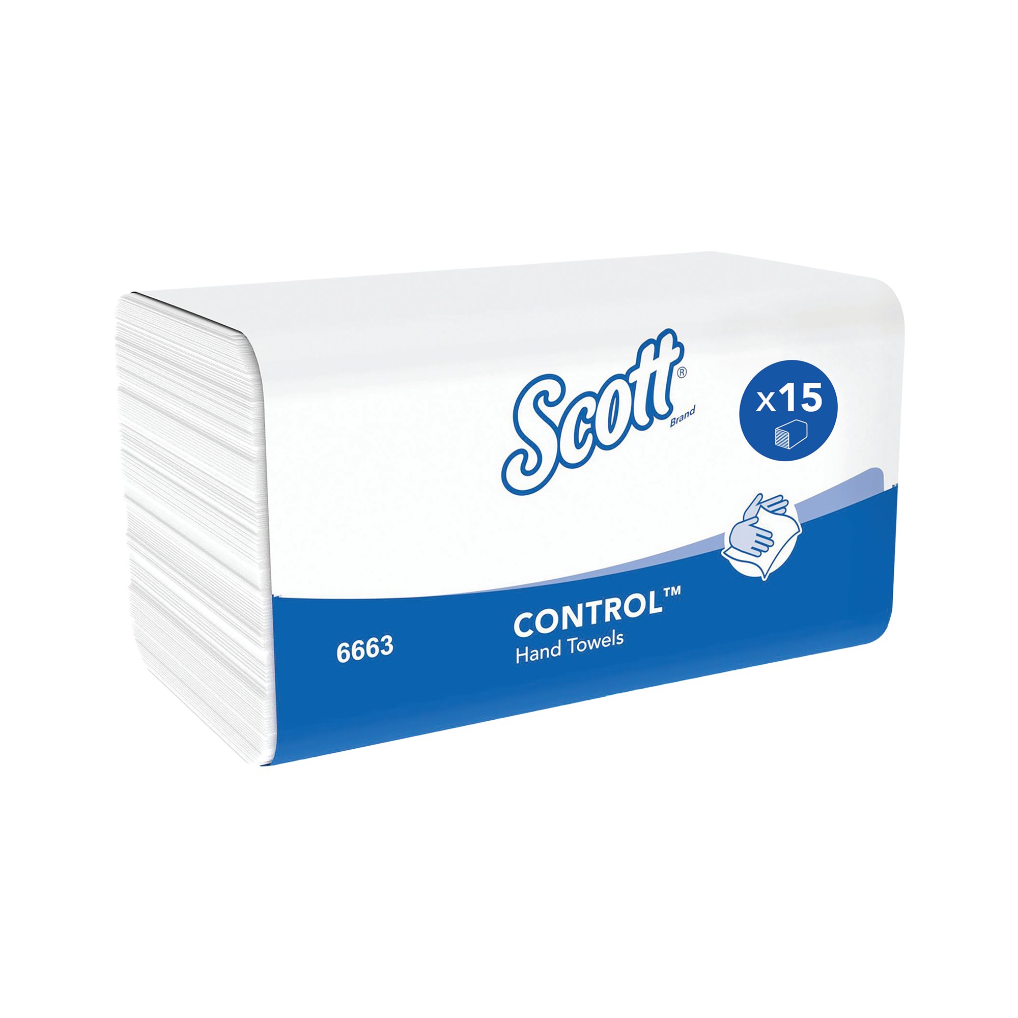 Scott Interfold M-Fold Hand Towels 1-Ply x212 White Pack of 15 6663