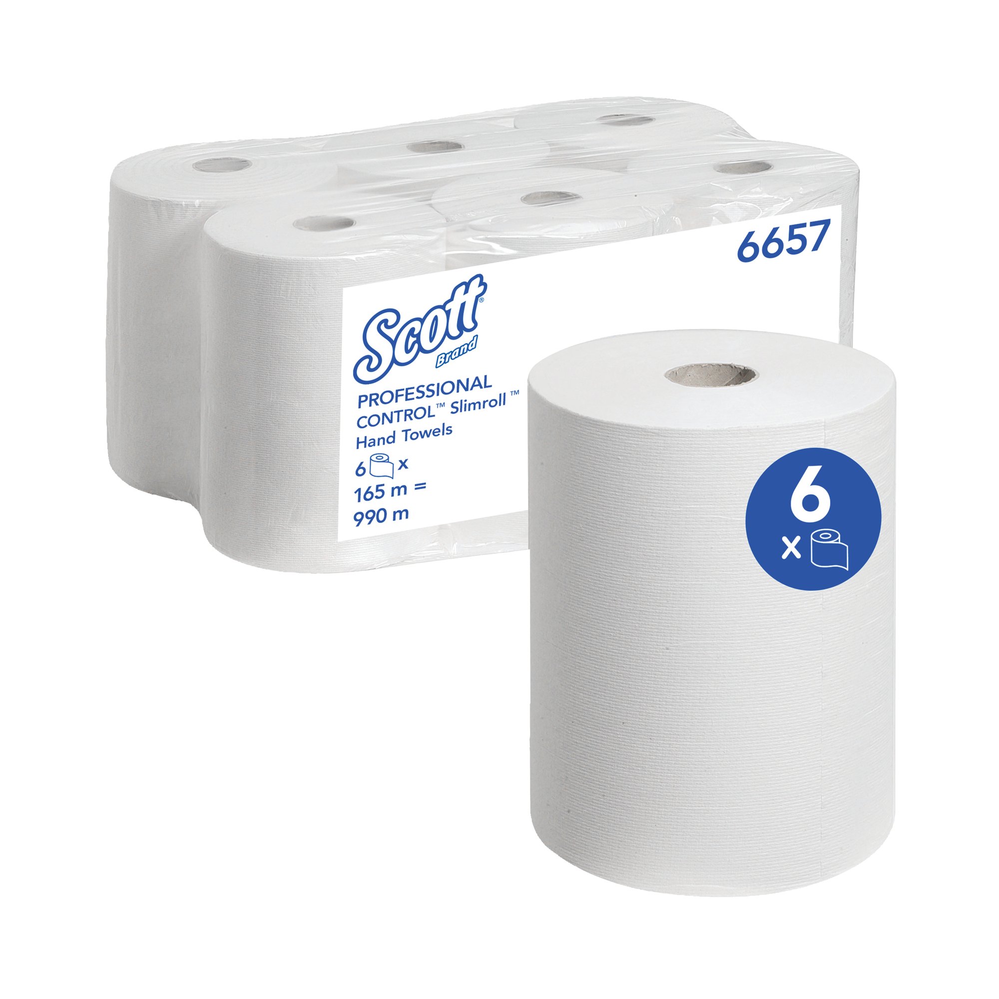 Scott Slimroll Paper Hand Towel Roll 1-Ply 165m White Pack of 6 6657