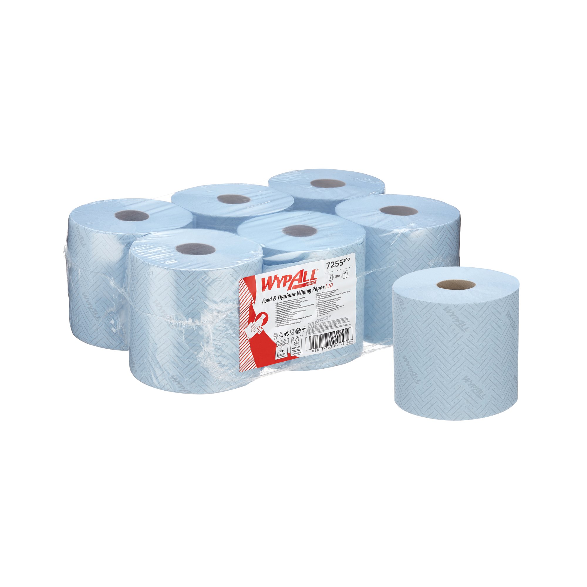 Wypall L10 Food/Hygiene Wiping Paper 1-Ply x800 Blue Pack of 6 7255