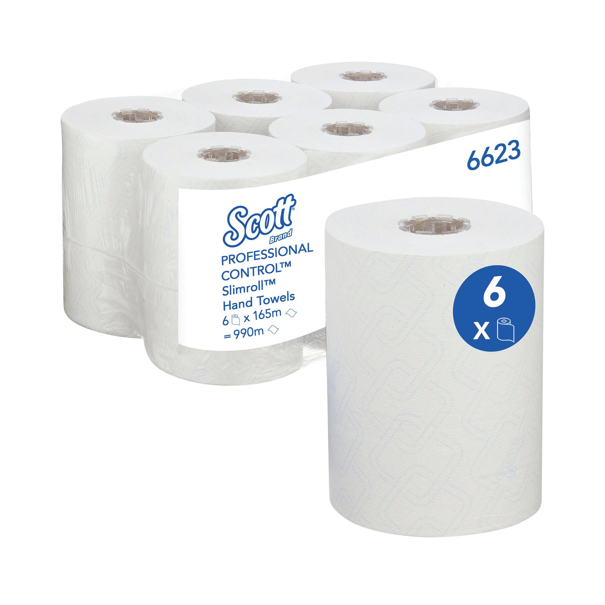 Scott Slimroll Paper Hand Towel Roll 1-Ply 165m White Pack of 6 6623