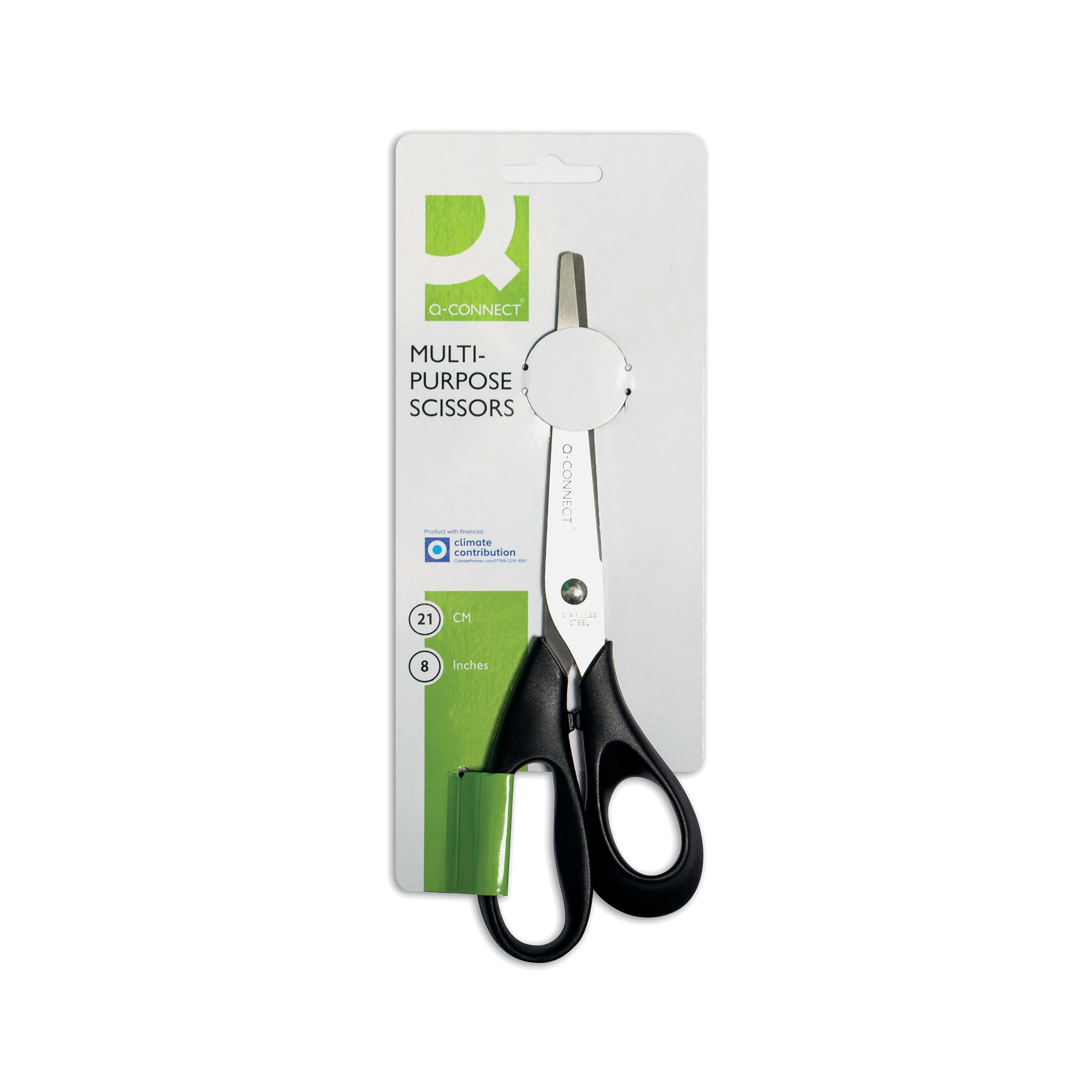 Q-Connect Ergonomic All Purpose Scissors 210mm Stainless Steel Blades Black Handle CKF01227