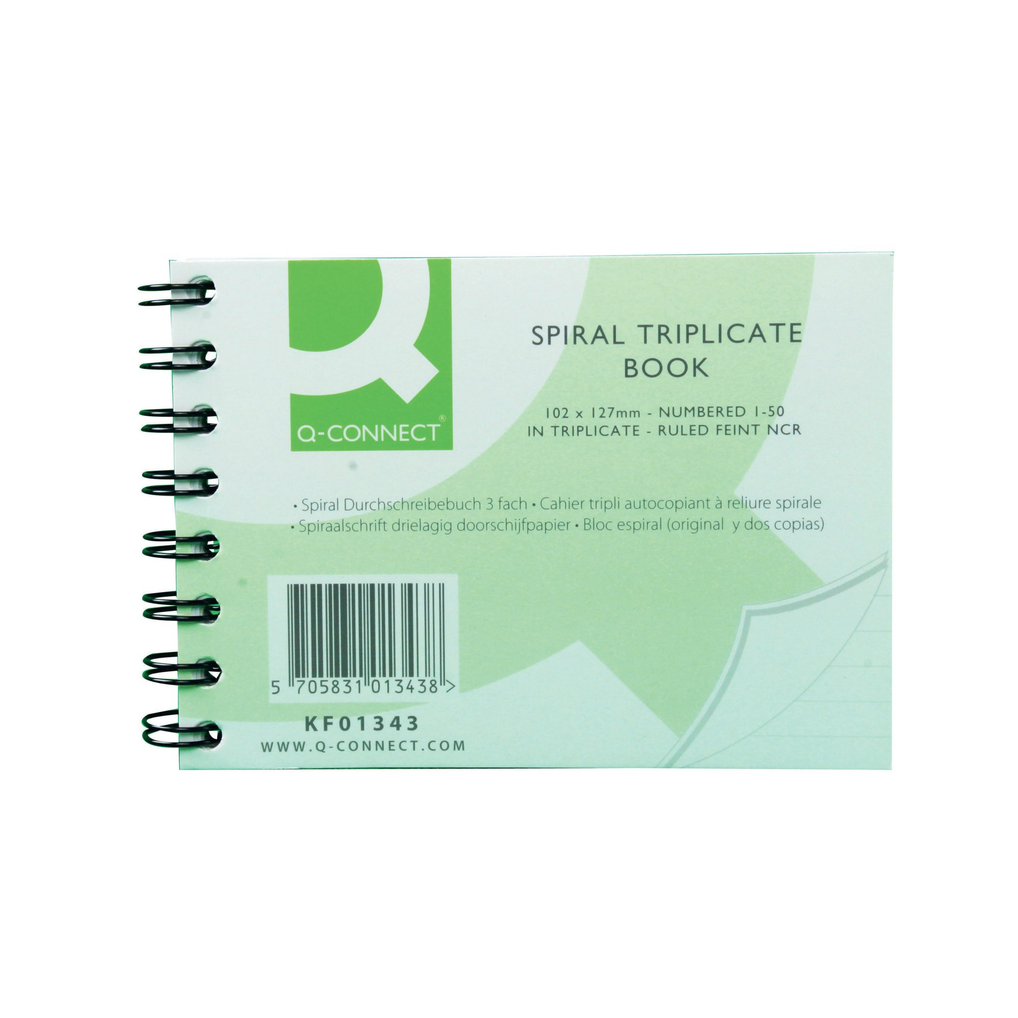 Q-Connect Feint Ruled Wirebound Triplicate Book 102x127mm KF01343