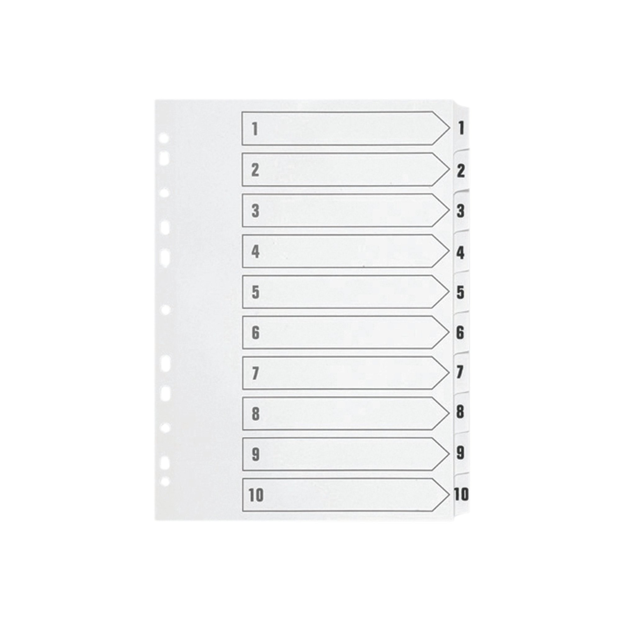 Q-Connect 1-10 Index Multi-Punched Reinforced Board Clear Tab A4 White KF01528
