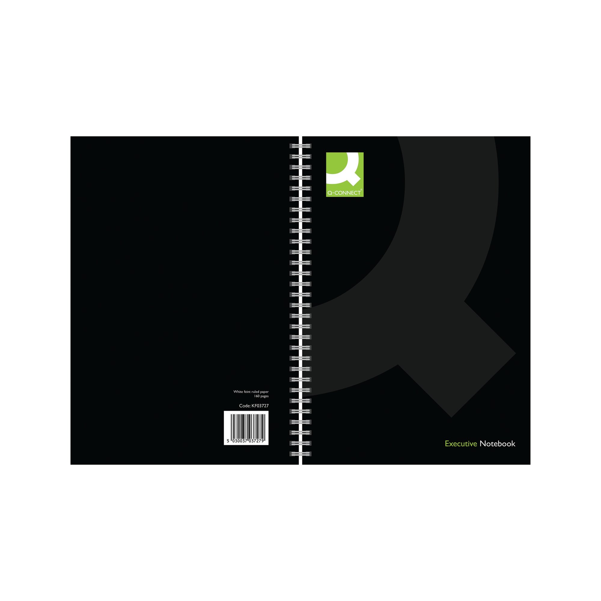 Q-Connect Hardback Wirebound Book A4 Black (Pack of 3) KF03727