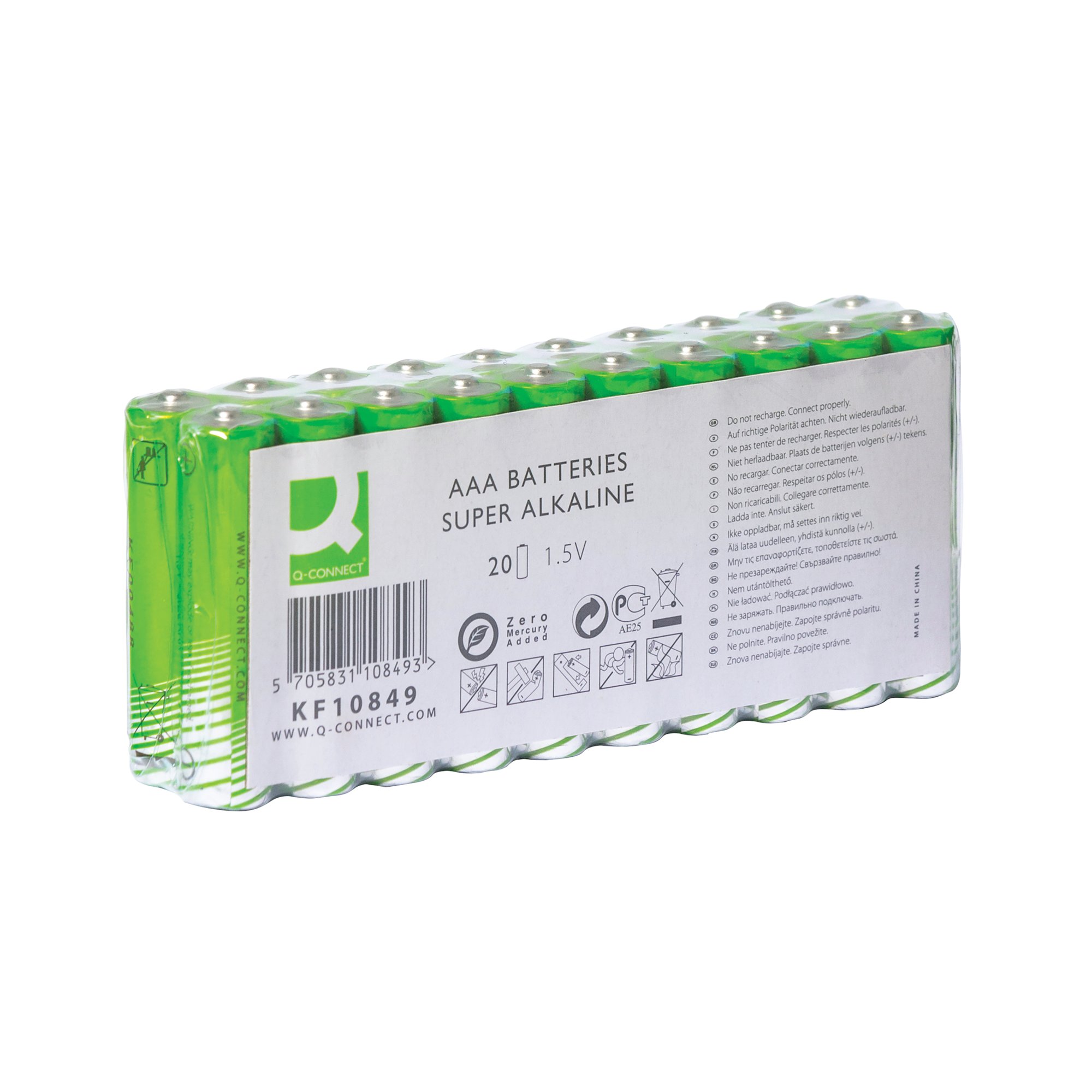 Q-Connect AAA LR03 Alkaline Batteries 1.5V Pack of 20 KF10849