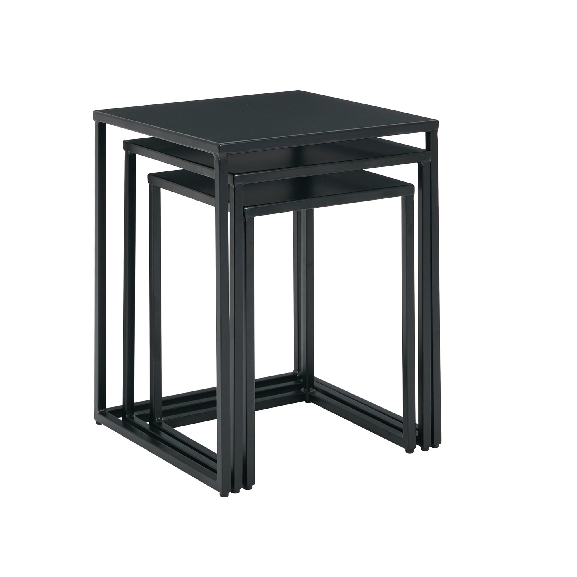 5 Star Bordo Set of 3 Nested Tables Black KF70316