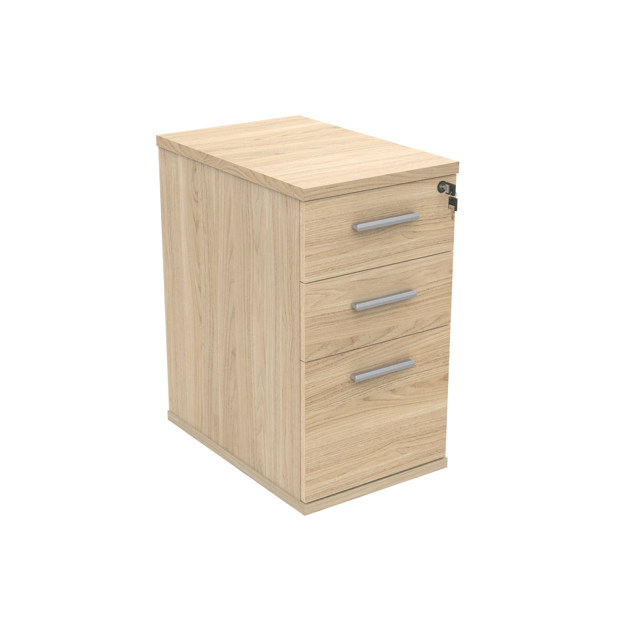 Astin 3 Drawer Desk High Pedestal Lockable 404x600x730mm Canadian Oak KF77715