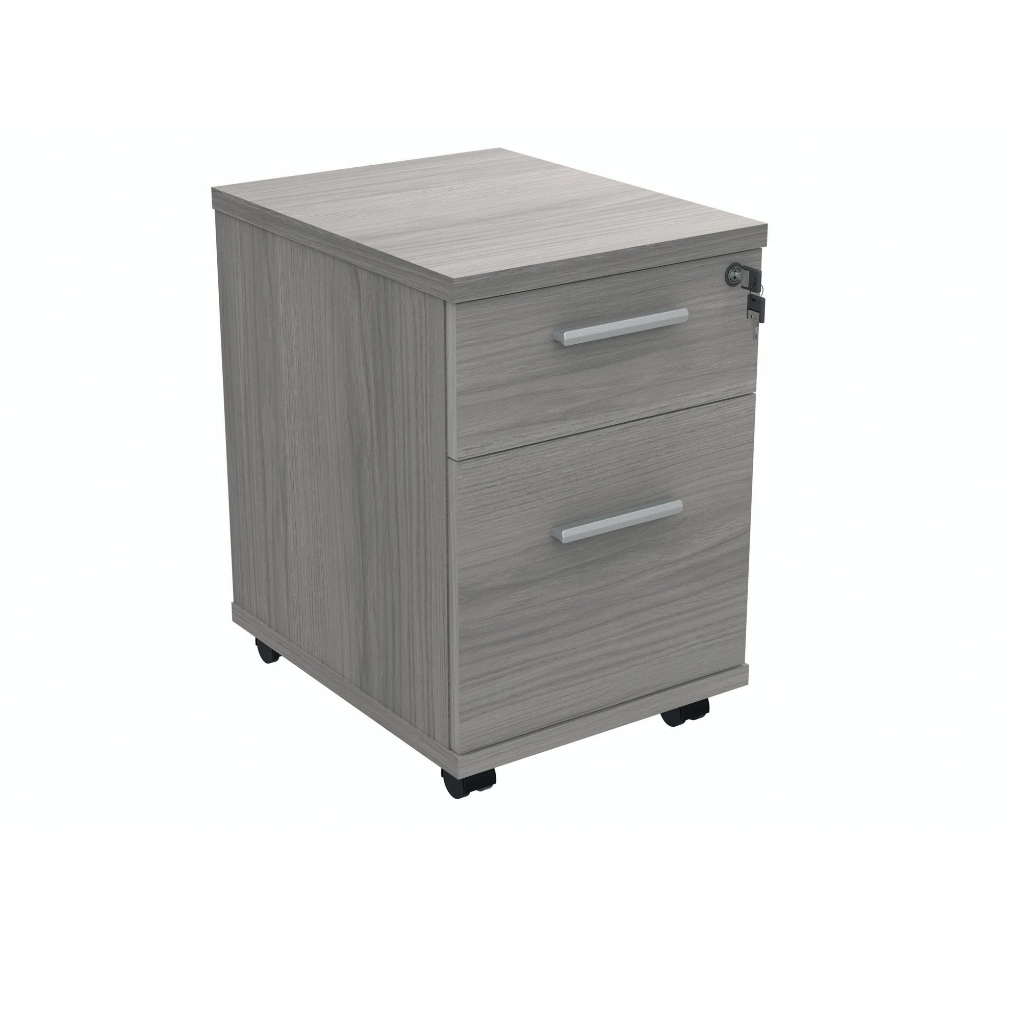 Polaris 2 Drawer Mobile Under Desk Pedestal 404x500x595mm Alaskan Grey Oak KF77888
