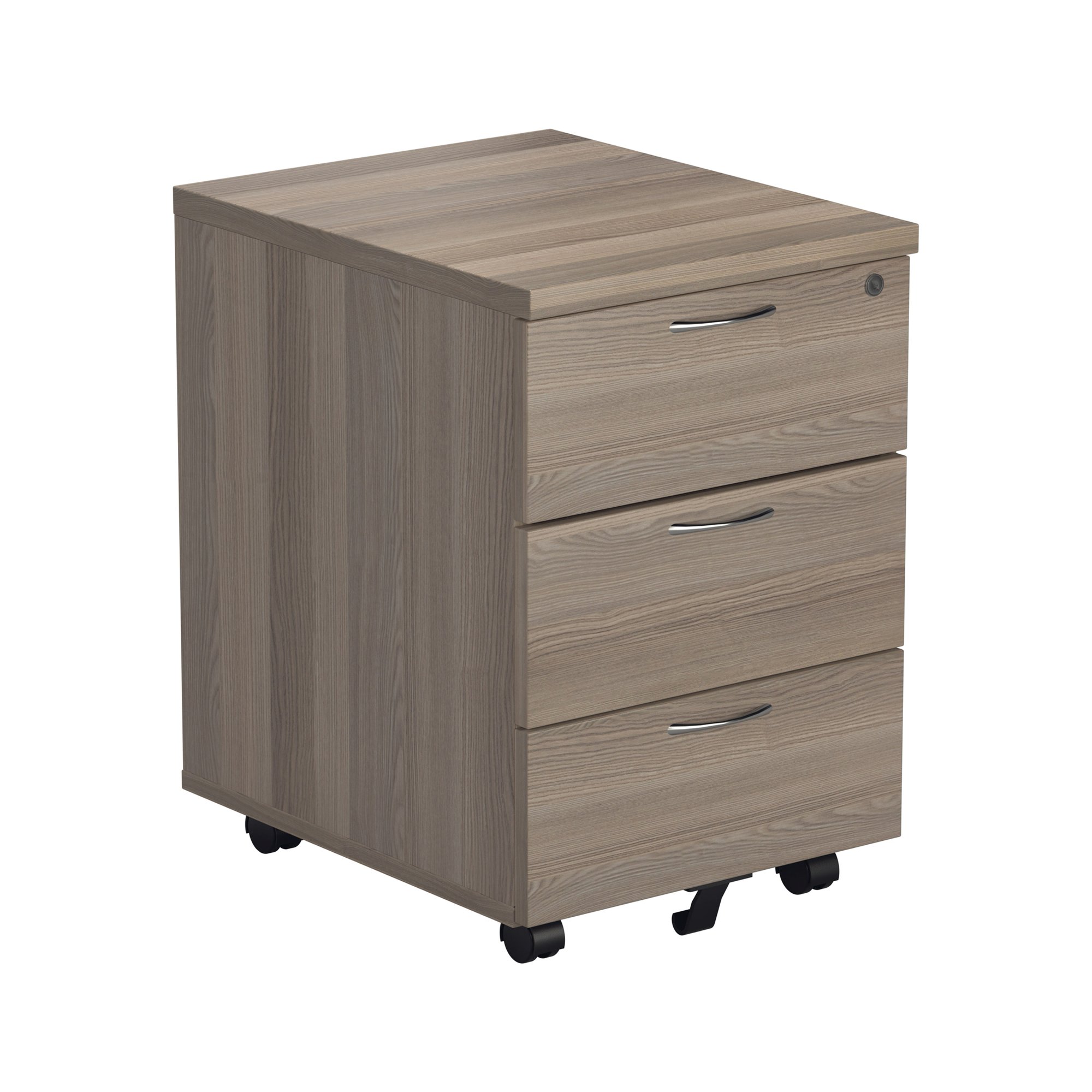 Jemini 3 Drawer Mobile Pedestal 400x500x595mm Grey Oak KF78945