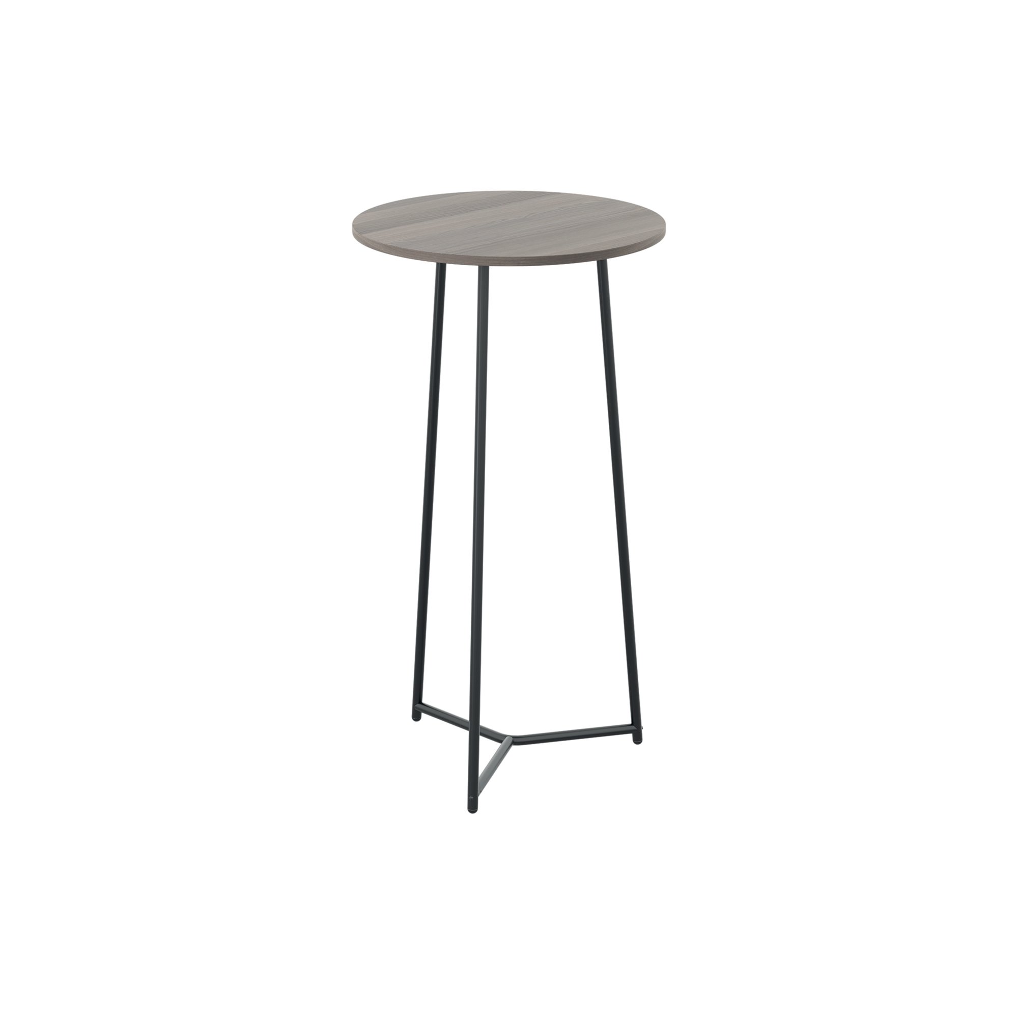 5 Star Shore High Round Table 600x1110mm Grey Oak/Black KF823520