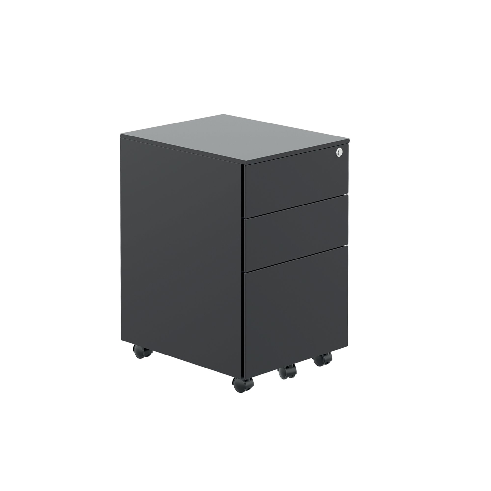 Jemini Contract 3 Drawer Mobile Desk Pedestal 380x470x615 Black KF90689