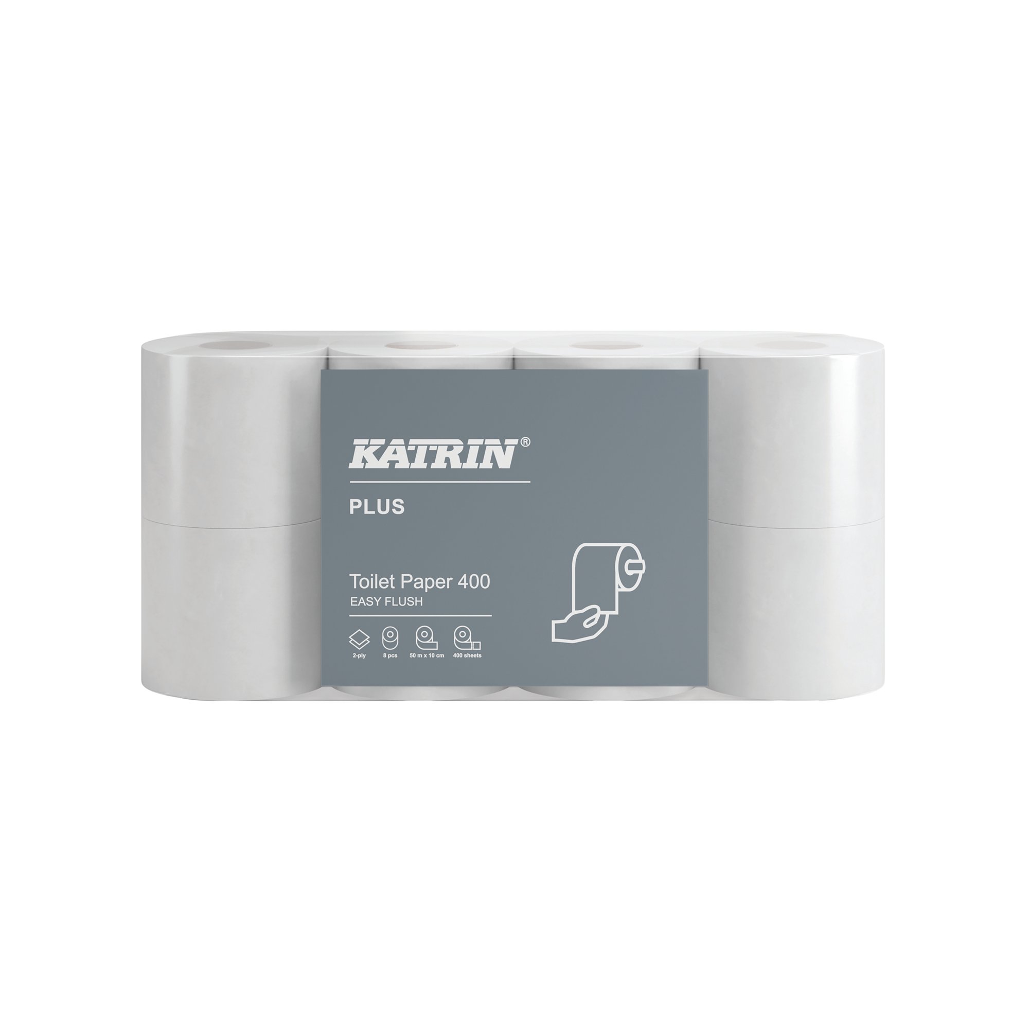 Katrin Plus 2-Ply Toilet Paper Roll Easyflush White 400 Sheets (Pack of 40) 96039