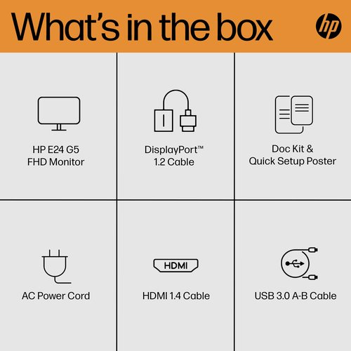 HP 23 Inch E24 G5 FHD Monitor 6N6E9AA#ABU