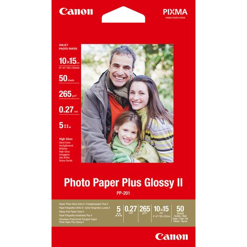 Canon Glossy Photo Paper + 10x15cm 275gsm (Pack of 50) PP-201