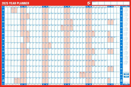 Add a little bit of organisation to your life with this 5 Star Office year planner. This wall planner is ideal for offices and the laminated finish means that you can use a drywipe pen to write-on or wipe-off any notes that you have made. A great feature for when arrangements are subject to change.