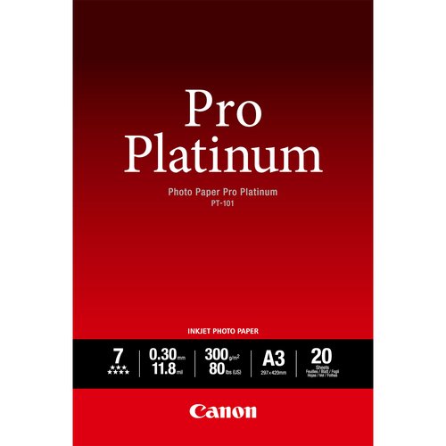 Canon PT-101 Pro A3 Platinum Photo Paper (Pack of 20) 2768B017