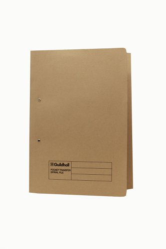 Exacompta Guildhall R/Hand Transfer Spiral Pocket File 315gsm Foolscap Buff (Pack of 25) 211/9061Z | Exacompta