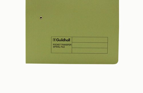 Exacompta Guildhall Right Hand Transfer Spiral Pocket File Foolscap Green (Pack of 25) 211/90662Z