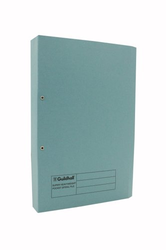 Exacompta Guildhall Heavyweight Transfer Spiral Pocket File Foolscap Blue (Pack of 25) 211/6000