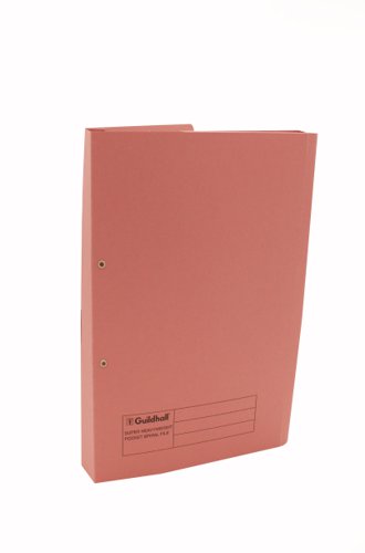 Exacompta Guildhall Heavyweight Transfer Spiral Pocket File Foolscap Pink (Pack of 25) 211/6006 | Exacompta