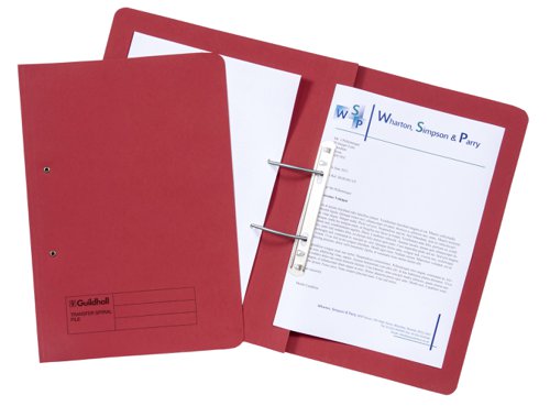 Exacompta Guildhall Heavyweight Transfer Spiral File 420gsm Foolscap Red (Pack of 25) 211/7005