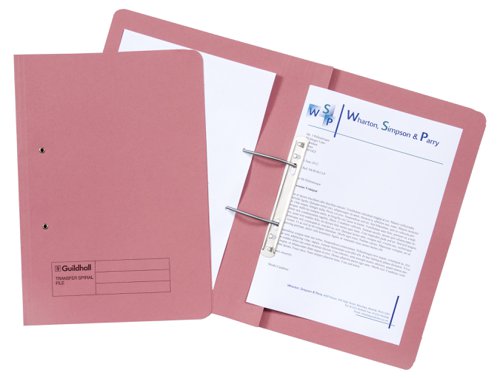 Exacompta Guildhall Heavyweight Transfer Spiral File 420gsm Foolscap Pink (Pack of 25) 211/7006