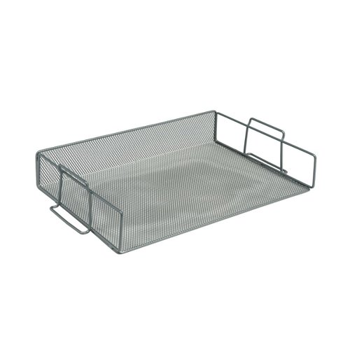 5 Star Office Mesh Letter Tray Scratch Resistant Stackable Side Load Landscape Foolscap Silver | VOW