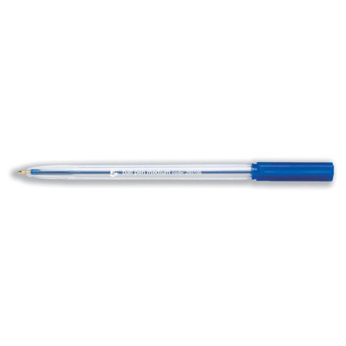 5 Star Office Ball Pen Clear Barrel Medium 1.0mm Tip 0.7mm Line Blue (Pack of 50)