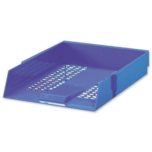 5 Star Office Letter Tray High-impact Polystyrene Foolscap Blue