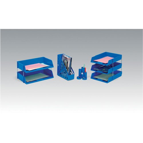 5 Star Office Letter Tray High-impact Polystyrene Foolscap Blue