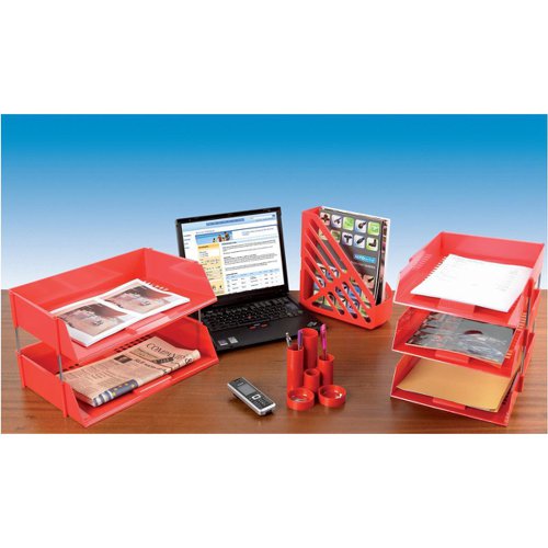 5 Star Office Letter Tray High-impact Polystyrene Foolscap Red