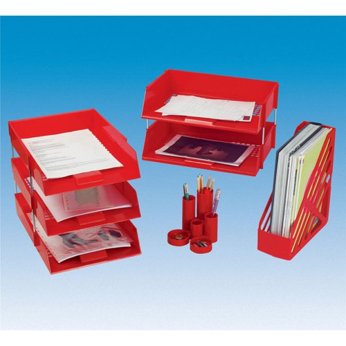 5 Star Office Letter Tray High-impact Polystyrene Foolscap Red | VOW