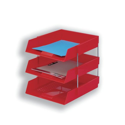 5 Star Office Letter Tray High-impact Polystyrene Foolscap Red